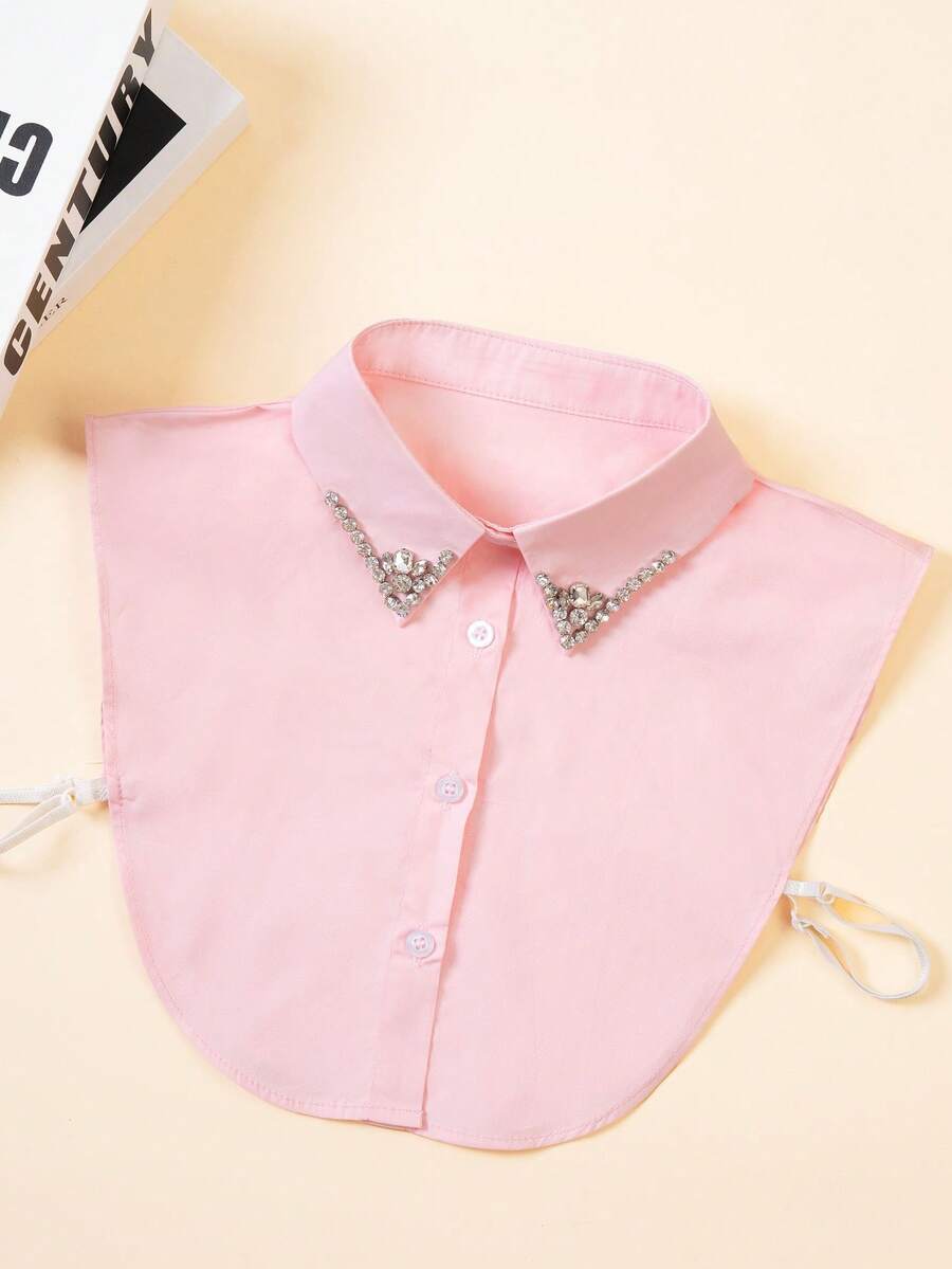 1 pieza Cuello decorado desmontable para mujer con perlas falsas hechas a mano, versátil para uso casual y formal, para vestidos, para decoración navideña - Rosa - Ver 1