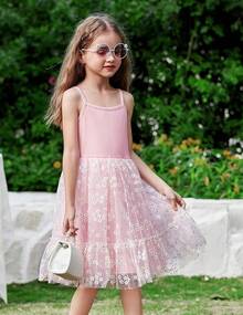 2025Toddler Girls Tulle Dress Rainbow Tutu Birthday Princess Dresses Formal Photo Shoot Outfit Summer Clothes 2-6T'Sprout Style' - 粉紅色 - 雛菊薄紗 - 查看 4