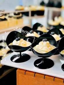 黑色/白色甜品杯，冰淇淋杯，慕斯杯，布丁杯，可重复使用的塑料特殊形状甜品杯，适用于甜品店，生日派对，婚礼和咖啡馆 - 彩色 - 查看 1