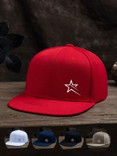 1pc Unisex Outdoor Casual Fashion Adjustable Flat Brim Streetwear Graphic Print Hat, Suitable For Daily Wear