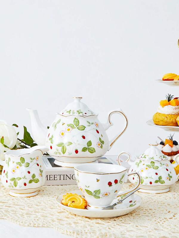 2 Stück Keramik Zucker- und Sahnekännchen Set, 1 Stück Teekanne, 1 Stück Kaffeetassen Untertasse und Löffel Set, 3 Stück Optionen, geeignet für Nachmittagstee, Kaffee, Milch, Fruchtsaft, Hochzeiten, Geschenke, Geburtstage, Weihnachten. Geeignet für den Einsatz zu Hause, im Restaurant oder auf Partys. Kann verwendet werden für Weihnachten, Valentinstag, Erntedank, Neujahr.