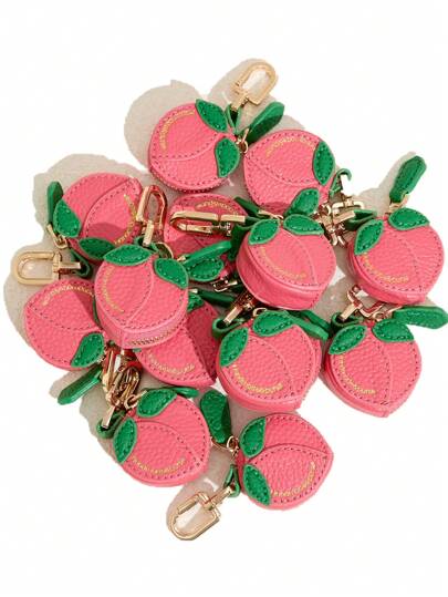 Peach Fruit Charm Coin Purse Pu Cute Keychain Mini Pouch Compatible With Airtag Wallet Gift For Girl Women For Women Wallet Mini Wallet Purse Wallet Coin Wallet Wallet Wristlet Wallet