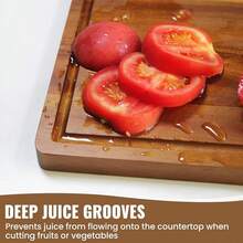 木制切菜板 - 耐用的非洲橡胶木，圆边和光滑的表面 - 适合切肉、奶酪、面包、蔬菜和水果 - 家庭烹饪的理想厨房工具，送给妈妈的礼物，食物准备，天然木材设计，光滑的木质表面