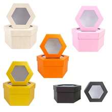 2pcs Hexagon Gift Boxes, Solid Color Stationery Desk Storage Boxes, Suitable For Birthday, Wedding, Graduation Gift Packaging School Supplies, Back To School - Multicolor - View 13