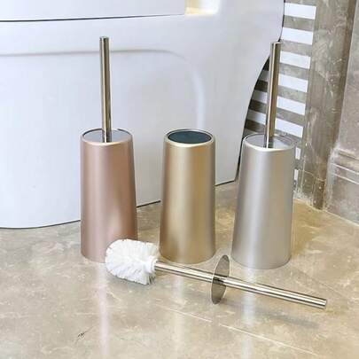 1套创意北欧风格马桶刷带支架卫生间刷浴室清洁刷浴室配件家用地板清洁