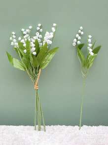 1 pieza / 10 piezas Ramo artificial de lirios Tallo de flor artificial de plástico verde Usado para bodas, novia, ramos blancos, jardín, habitación, escritorio, florero, decoración del hogar