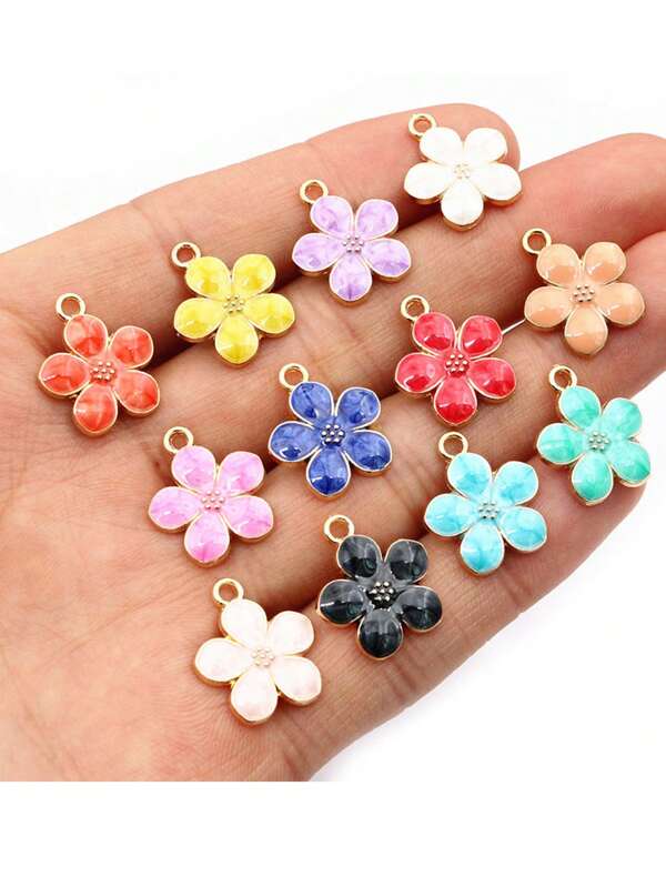 20pcs 17x14mm Flower Charms Pendant Enamel Alloy Small Cute Flower Charms DIY Jewelry Accessories Findings For Necklace Earrings
