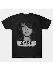 Sade Adou Men's Street Fashion Cotton T-Shirt - Casual T-Shirt With Round Neck And Short Sleeves With "SADE" Graphic Print, Comfortable And Breathable For All Seasons, Ideal For Parties And Casual Events. |   Current Fashion Casual T-Shirt |   Breathable Fabric, Large Size - màu đen - Xem 1