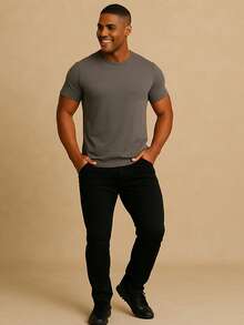 Men's Premium Basic Slim Fit Egyptian Cotton T-Shirt - Xám - Xem 3