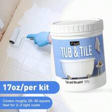 DWIL Tile Paint Tub And Tile Refinishing Kit With Tools Water-Based Bathtub Paint Low Odor Easy To Use 25-30 Sq.Ft 16.5 Oz Semi-Gloss White - White - View 3