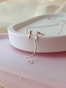 suteyi Colar de Gatinho Exquisito e Fofo Feminino, Colar de Gato em Ouro 18K, Joias de Gato em Aço Inoxidável, Colar de Gatinho, Pingente de Gato