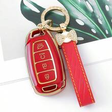 适用于现代汽车钥匙扣的耐用TPU保护套，适用于伊兰特GT、科纳、帕里斯帝、威纽、飞思等车型 - 四键设计，防摔防尘，精致高端钥匙包，女士适用 - 鑰匙圈24 - 查看 4