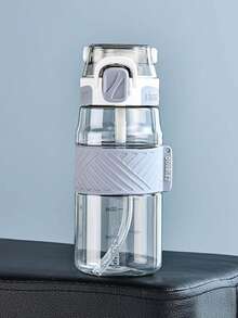 1个1000毫升/800毫升/600毫升户外运动便携水瓶，带吸管，耐用，绿色，带安全盖和提手，适合日常通勤、户外露营、办公、户外活动、万圣节、圣诞节和新年礼物 - 彩色 - 查看 11