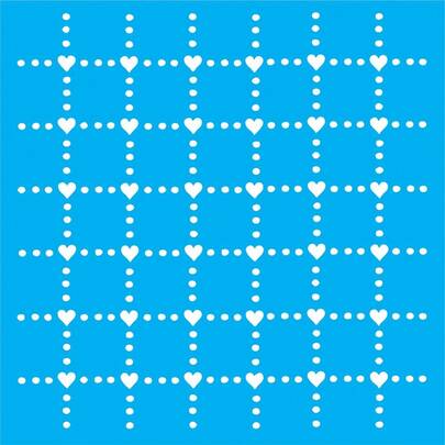 Stencil Quadriculado Corações para pintura - Molde Vazado - Estêncil - Tamanho 17x17 cm