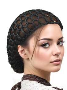 3/2/1 PC Black Hair Nets Cap Mesh Crochet Hair Net, Rayon Knit Snood Mesh Wig Caps, For Women Students Sleeping Hairnet, Christmas, Thanksgiving, Fall Winter Hair Accessories, For Daily Back To School Use Green Black Purple Blue Pink Mix Colors