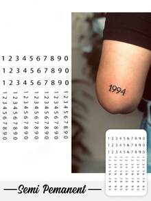 1pc 7-14 Days Realistic Botanical, Numerical, Emotive Tattoo, Waterproof Temporary Tattoo With Authentic Tattoo Look, Niche Design, Juice Tattoo