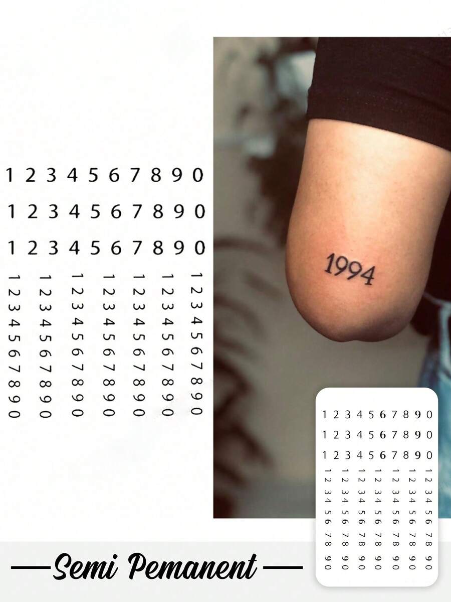 1pc 7-14 Days Realistic Botanical, Numerical, Emotive Tattoo, Waterproof Temporary Tattoo With Authentic Tattoo Look, Niche Design, Juice Tattoo