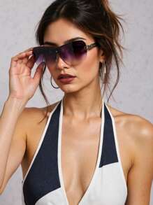 Neue Vintage Y2g große Rahmen umwickelte Futurismus Dekoration Mode Brillen für Frauen Männer Festival Party personalisierte Punk Hip Hop Street Style Modebrillen Frauen Preppy Stil für den Schulanfang Wickelform