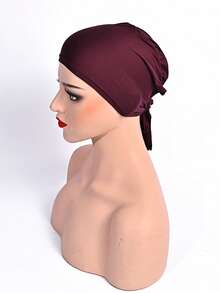1pc Women's New Solid Color Viscose Elastic Drawstring Adjustable Headband Cap - Strappy Bottom Hat - View 17
