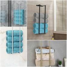 Estantería para guardar toallas [Con tornillos adjuntos y sellos] Toallero de pared Estantería para la colada Toallero de acero inoxidable para el baño/vestidor/aseo