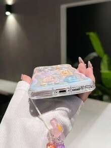 卡通人物光泽奶油色花卉装饰吊坠，适用于 Apple 奶油色花卉设计手机壳，彩绘花卉手链，柔软透明彩绘保护壳，适用于 15XR/7/8、15 Pro Max/ 14 Pro Max、13/11、Galaxy S23 Ultra、A14/A23 保护手机壳 - 彩色 - 查看 5