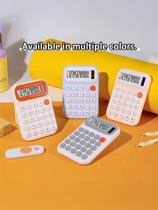 1pc Dual Power Calculator, Made Of ABS Material, 12-Digit Wide Screen Display, Solar Powered For Use In Sufficient Light, Soft Buttons, Suitable For Home, Office, School, Retail, Bank,School Supplies,Back To School