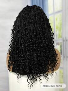 16Inch Full Lace Braided Wig Black Bohemian Curly Braids - 黑色 - 查看 5