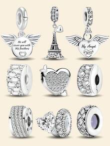 1 hạt charm bạc 925, thích hợp để làm vòng tay, lắc tay cho nữ, dùng để tự làm trang sức và trang trí hàng ngày. - Bạc - Xem 1
