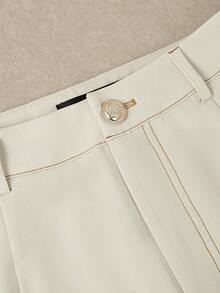 HOMEYEE 2 piezas Conjunto de traje de negocios casual para mujer: Chaleco de cuello redondo y pantalones, adecuado para trabajo, viaje y primavera diaria - Albaricoque - Ver 6