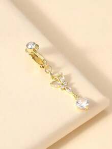Non-Piercing Butterfly Fake Belly Piercing Butterfly Clip On Umbilical Navel Fake Piercing Fake Clip - Yellow Gold - View 6
