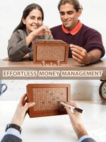 1 pezzo Salvadanaio in legno, Scatola dei risparmi, Contenitore da scrivania marrone scuro per decorazione domestica, Salvadanaio, Adatto per casa, soggiorno, decorazione per ufficio, Ognissanti, Natale (colore e stile casuali), Forniture scolastiche, Ritorno a scuola