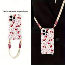 Funda para teléfono 1 pieza Una elegante correa para el hombro tipo bandolera, patrón Correa para el hombro tipo bandolera Correa de mano anticaída de cuatro esquinas Funda protectora para teléfono móvil Puede colgarse hacia atrás Funda para teléfono móvil suave adecuada para la serie 12 13 14 15 16 Pro Pro Plus - - Colores mixtos 1 - Ver 3