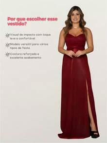 Long Green Glitter Slit Dress – Perfect For Parties, New Year's Eve And Graduations - 寶藍色 - 查看 8