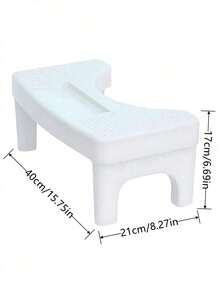 1pc Heavy Duty Adult Toilet Stool, Non-Slip Textured Surface With Storage Groove, Modern Minimalist Style, 35° Ergonomic Seating Design, Practical Bathroom Accessory | Comfortable Living Solution - White - View 8