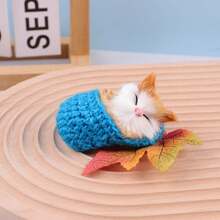 1pc 仿真猫玩具 可喵喵 可爱毛绒猫玩具 装饰物 拖鞋猫 毛绒公仔猫 - 粉色 - 查看 13