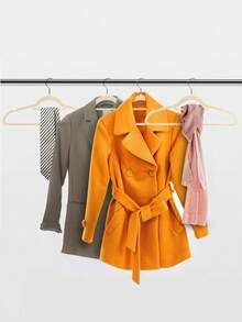 10/20 件豪华黑色植绒防滑衣架，超薄且节省空间 - 重型旋转黑色挂钩适用于整理服装、西装、上衣、领带、衬衫、裙子和裤子 - 米色 - 查看 4