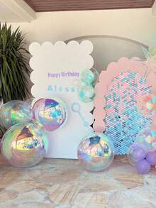 2/4 baloane folie metalice holografice cu efect 4D, potrivite pentru petrecere de ziua de naștere, petrecere a burlacilor, logodnă, petrecere de nuntă, temă Prințesa Regatul de Gheață, temă Sirenă Ocean, decor pentru petrecere baby shower; Baloane 4D colorate, potrivite pentru nuntă, zi de naștere, aniversare, petrecere la modă, întoarcerea la școală, petrecere cu tematică de vară, decorațiuni pentru petrecere.