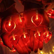 1 件 LED 红色心形灯串，浪漫仙女灯，适用于求婚、家居装饰、节日派对、酒吧、女孩卧室，电池供电 - 紅愛心燈串 - 查看 9