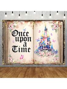 1pc Fairy Tale Book Photography Background Color Castle Storybook Background Princess Birthday Party Background Flowers Butterfly Wedding Decoration Background Studio Props