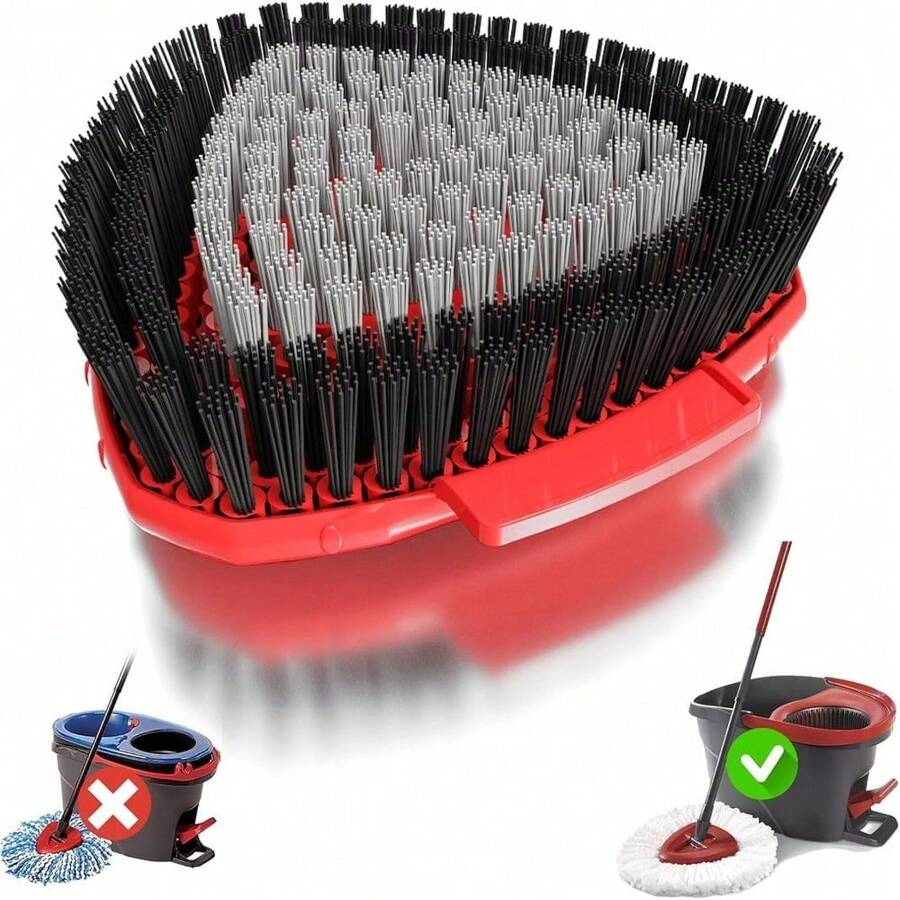 2 Pack Heavy-Duty Spin Mop Replacement Heads – Premium Scrub Brush For O-Cedar EasyWring 1 Tank Mop – Extra Thick Bristles For Deep Cleaning Tile, Wood & Vinyl Floors – Universal Fit Kitchen Bathroom Pool Deck Cleaning Accessories - Gray (1 Pcs for Easywring) - 查看 1