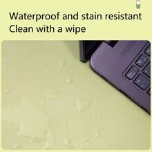 1pc Eye-Protecting Desk Mat, Student Leather Solid Color Tea Table Mat, Anti-Oil Tablecloth, Study Computer Desk Pad, Non-Slip Mat,For School Supplies,Back To School - Blue Black - View 5