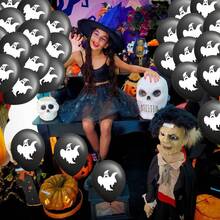 18pcs Ghost Pattern Balloon, 12inch Black Latex Balloons, For Halloween Decorations, Various Festival Photo Background Decorations, House Party Indoor And Outdoor Decoration, House Party Decorations, Graduation Ceremony, Events And Celebrations