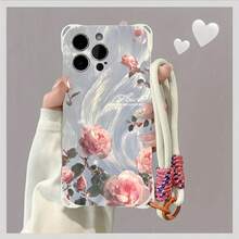 Funda para teléfono 1 pieza Una elegante correa para el hombro tipo bandolera, patrón Correa para el hombro tipo bandolera Correa de mano anticaída de cuatro esquinas Funda protectora para teléfono móvil Puede colgarse hacia atrás Funda para teléfono móvil suave adecuada para la serie 12 13 14 15 16 Pro Pro Plus - - Colores mixtos 1 - Ver 3