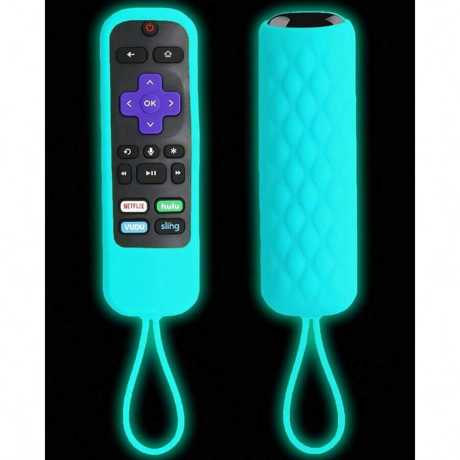 Glow Silicone Remote Cover Compatible For Roku Steaming Stick Voice Express Premiere Remote Case Compatible With  Roku Smart TV Remote Control Replacement Glow In The Dark Glow Blue - Màu xanh phát sáng - Xem 1