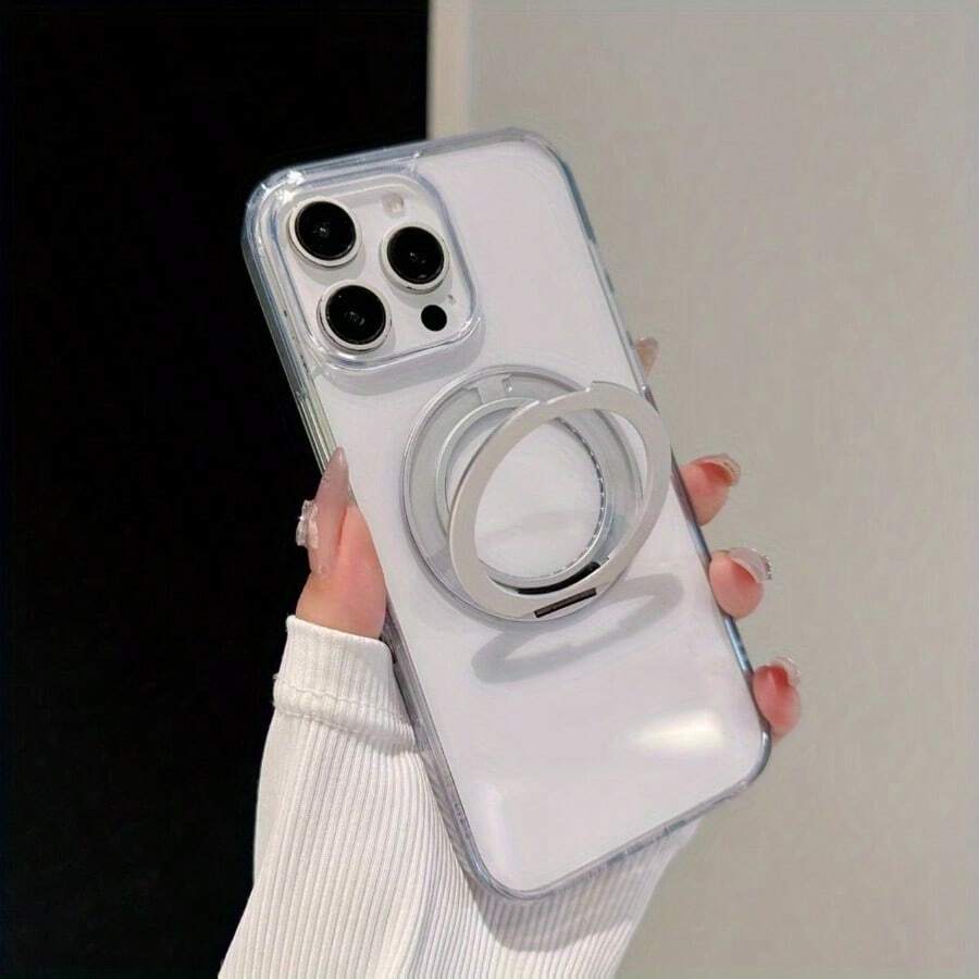 Funda para teléfono 1 pieza Un teléfono móvil de moda, soporte de adsorción giratorio de 360 ° de acrílico con respaldo adhesivo de alta transparencia, soporte vertical liso y anticaída - transparente - Ver 1