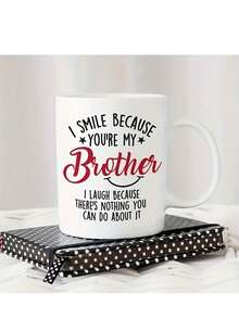 [Ceramic Funny] 1pc Ceramic Coffee Cup Funny Letter Print, Reusable Insulated Mug For Adults Hand Wash Only, Perfect For Halloween & Christmas Gift For Brother And Sister And Uncle And Aunt - Multicolor - View 12