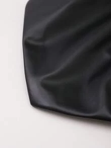 VIVINA Women's Fashionable Minimalist Solid Color Sexy Crop Top Leather Jacket, High-End Sleeveless Backless Outdoor Vacation Layering Top