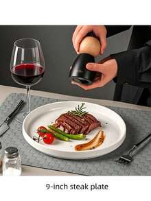 8寸日式黑线白陶瓷盘（1个/2个/4个）、8寸日式黑线白陶瓷盘1个+8.5寸压花圆盘1件套、8寸日式黑线白陶瓷盘1个+9寸牛排盘1件套、8寸日式黑线白陶瓷盘1个+8.66寸草帽盘1件套 - 黑與白 - 查看 8