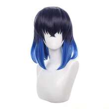 LShort Blue Black Cosplay Wig Halloween Costume Party Wig For Adult5001 - 橋平伊之助 - 查看 4