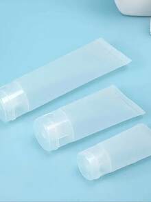 Tube en plastique rechargeable, récipient cosmétique translucide en plastique souple, tube de voyage rechargeable, petit flacon avec bouchon à rabat pour échantillons cosmétiques de voyage, contenant pour produits de toilette (sans liquide)